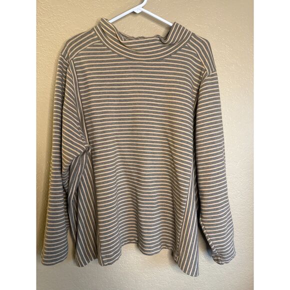 J. Jill Seamed Mock-Neck Long Sleeve Top Womens 4X Plus Size Tan Brown - Picture 1 of 5